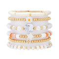 RISHEGAE Heishi Beaded Stretch Bracelets for Women Stackable Polymer Clay Beads Bracelets Friendship Boho Summer Beach Bracelet Jewelry Set - color: D-Star Cross