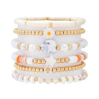 RISHEGAE Heishi Beaded Stretch Bracelets for Women Stackable Polymer Clay Beads Bracelets Friendship Boho Summer Beach Bracelet Jewelry Set - color: D-Star Cross