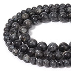 45pcs 8mm Natural Stone Beads Black Larvikite Beads Energy Crystal Healing Power Gemstone for Jewelry Making, DIY Bracelet Necklace - color: Black Larvikite, size: 8mm