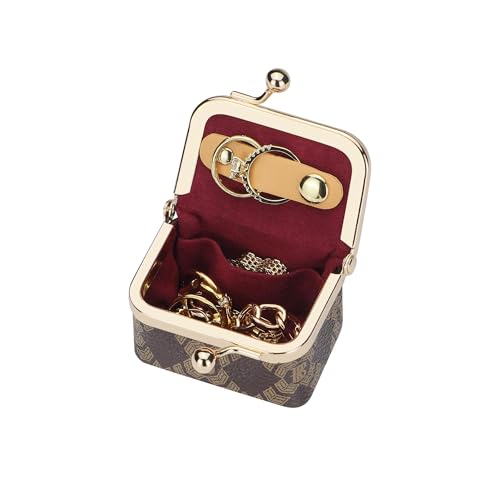 Royal Bagger Genuine Cow Leather Mini Jewelry Box Women's Coin Purse Solid Color Kiss Lock Change Pouch Casual Style Small Storage Bag for Women 1894 (Dark Blue 5894) - color: Dark Blue 5894