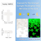 100Pcs Glow in the Dark Acrylic Cross Beads Crucifix Focal Beads White Cross Charms for Easter Pens Keychain Crafts DIY Jesus Bracelet Rosary Jewelry Making Supplies 16x12mm - color: Luminous Mint Cream