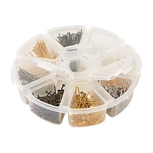Craftdady 650Pcs Flat Head Pins 16mm 20mm 30mm Mixed Colors Wire Headpins for Jewelry Making - color: Gold & Silver, Flat Headpins