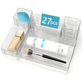 Clear Drawer Organizer Set, 4 Sizes Desk Drawer Divider Organizers Storage Bins for Bathroom,Kitchen,Office,Vanity Organizers Tray for Jewelry (27PACK) - size: 27PACK