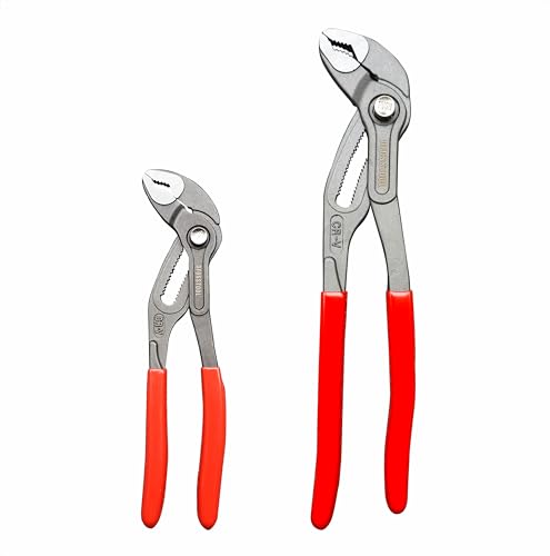 2pc Groove Joint Plier, Adjustable Pliers Multi-Purpose Water Pump Pliers, Tongue And Groove Plier, V-Jaw, Chrome-Vanadium Steel,Slip Joint Plier Set For Craftsman Lineman Engineer(7+10inch) - style: 7+10 inch