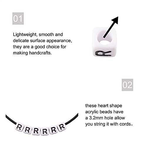 FASHEWELRY 300Pcs Cube White Acrylic Letter Beads 6x6mm Letter R Alphabet Beads for DIY Bracelet Necklace Jewelry Making - color: Letter R, size: 6x6x6mm