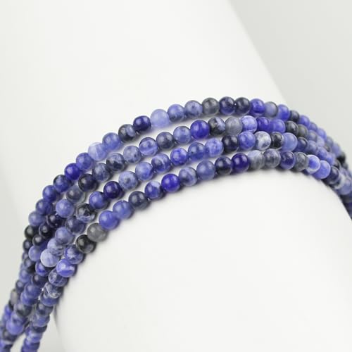 MJDCB 225pcs Natural Small Stone Beads 3mm Sodalite Round Smooth Loose Gemstone Bead for Jewelry Making Bracelets Earrings Necklaces Accessories - color: Sodalite