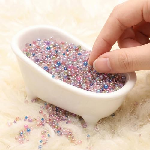 100g Micro Bubble Beads, 1.25-3mm Colorful Water Droplets Bubble Beads No Hole, Tiny Round Iridescent Glass Bead Balls for DIY Crafts Nail Art Resin Filler