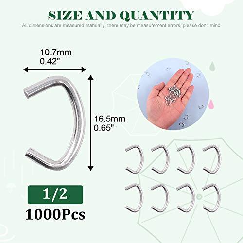 Keadic 1000Pcs 1/2" Hog Rings, Galvanized Hog Rings, Hog Rings for Auto Upholstery, Professional Upholstery Hog Rings, Hog Ring Set for Furniture Fencing Bagging - color: 1000pcs 1/2 Hog Rings