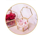 JIARI Glass Jewelry Box Small Gold Hexagonal Decorative Box Ring Earring Display Keepsake Box Case Box for Storage (Small 2 Pack)
