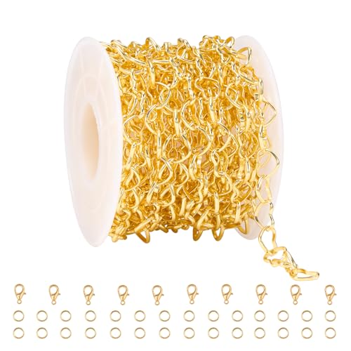 YOUBEIYEE 16.4 Feet Heart Chain 18K Gold Plated Stainless Steel Chains Bulk for Jewelry Making - color: Heart Gold