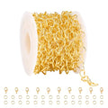 YOUBEIYEE 16.4 Feet Heart Chain 18K Gold Plated Stainless Steel Chains Bulk for Jewelry Making - color: Heart Gold