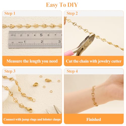 YOUBEIYEE 4 Meters Jewelry Making Chains Bulk Gold Plated Stainless Steel Crown Chain for Women Necklace Bracelet DIY - color: Crown Gold
