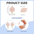 KISSITTY Flat Round with Alphabet Connector Charms Alloy Enamel Letter Links Connectors for DIY Bracelet Earring Jewelry Making - color: Pink