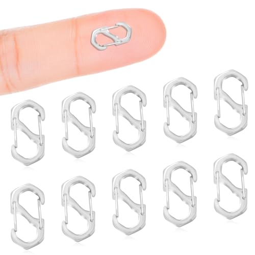 10Pcs Double Opening Lobster Clasps Necklace Shortener Clasp Bracelet Clasps and Closures Stainless Steel Necklace Clasp S Lock Chain Shortener for Necklace Bracelet Connector Jewelry Making(Silver,S) - color: 10PCS-SIlver, size: Small