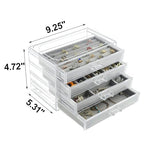 Weiai Acrylic Jewelry Organizer, Clear Jewelry Box with 4 Drawers, Jewelry Case Storage for Women (Gray) - color: Gray
