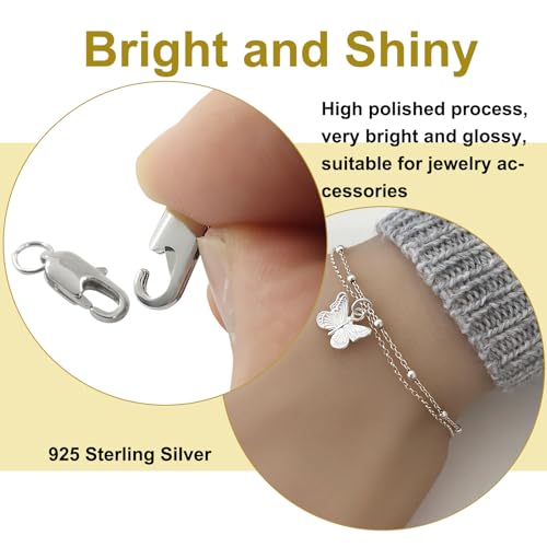 10Pcs Lobster Claw Clasp with Jump Ring, 18K Gold Jewelry Clasps for Necklace, Bracelets(Silver) - color: silver, size: 10