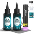 Akisey UV Resin Kit with Light, 100g UV Resin with Rechargeable 395NM UV Flashlight, Fast Curing in Seconds, UV Glue Adhesive for Bonding Jewelry, Plastic, Glass Repair, w/Mat, Gloves, Storage Bag - size: 100g