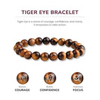 Crystal Vibe 8mm Beaded Bracelets For Women Men - Healing Crystal Bracelet - Adjustable Size - color: Tiger Eye
