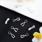 Beebeecraft 10Pcs/Box Pendant Pinch Bails 925 Sterling Silver Ice Pick Pinch Bails Pendant Connector for Necklace Jewelry DIY Craft Making - color: Silver#4