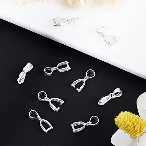 Beebeecraft 10Pcs/Box Pendant Pinch Bails 925 Sterling Silver Ice Pick Pinch Bails Pendant Connector for Necklace Jewelry DIY Craft Making - color: Silver#4