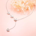 Long Necklace Sterling Silver Larait Bar Y Lariat Long Chain Drop Adjustable Necklace Gift for Her, 30" - style: Long Butterfly Necklace