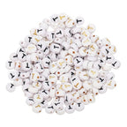HARFINGTON 200 Pcs 4x7mm Acrylic Letter Beads, Round White Alphabet Beads Letter T, Alphabet Spacer Beads for Jewelry Making Bracelets Necklaces - style: Letter T