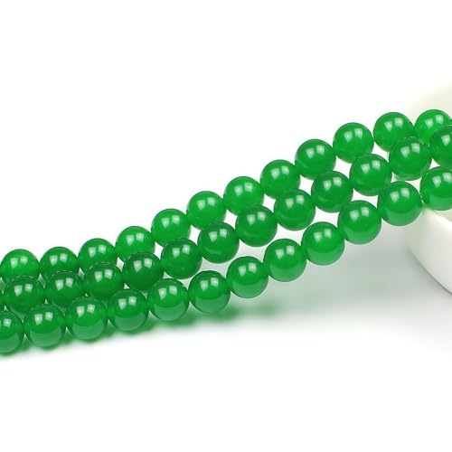 MJDCB Natural Green Jade Round Loose Beads for Jewelry Making DIY Bracelet Necklace (10mm) - color: Green Jade, size: 10mm