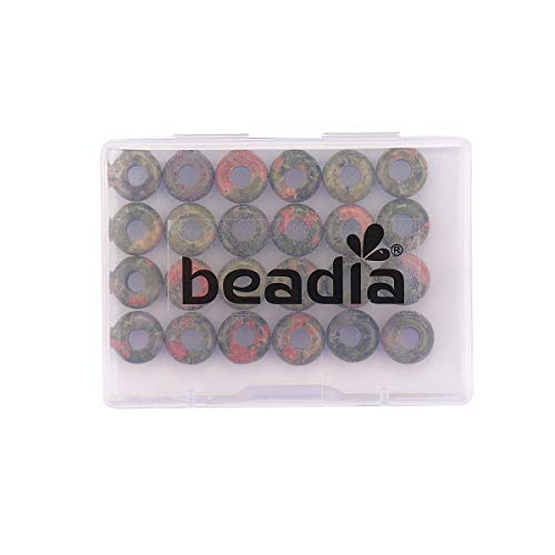 BEADIA Natural Unakite Rondelle Stone with Large Hole (4mm) Loose Semi Gemstone Beads for Jewelry Making 10mmx4mm 24pcs - color: Unakite, size: 10mm x 4mm