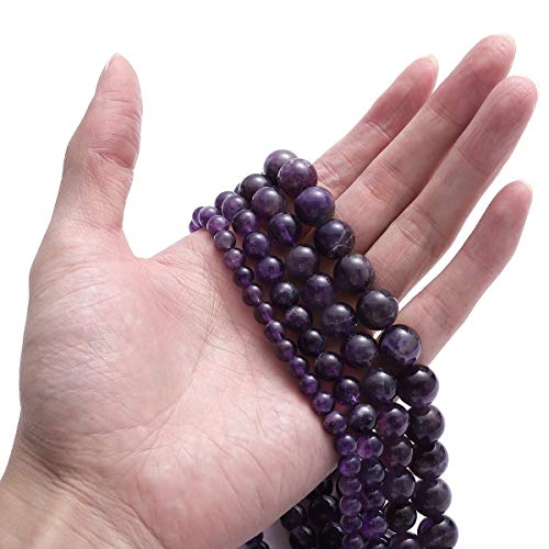 BEADIA Natural Amethyst Crystal Stone Round Loose Semi Gemstone Beads for Jewelry Making 12MM 32PCS - color: Amethyst, size: 12mm