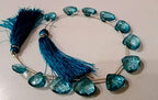 Natural London Blue Topaz Heart Shape Faceted 13-15 mm Graduated Gemstone Beads