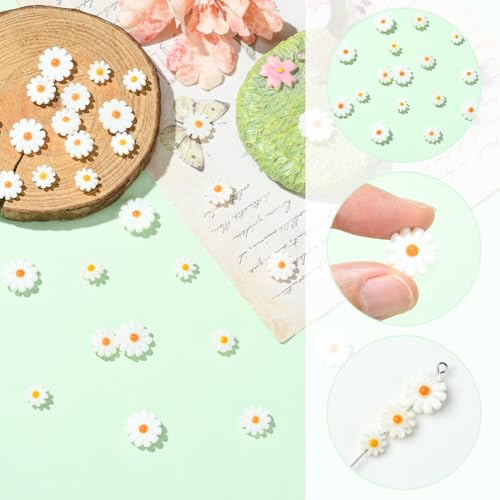 SUNNYCLUE 1 Box 30Pcs Shell Daisy Beads Flower Shell Beads Small Cute White Sunflower Summer Beach Natural Freshwater Loose Spacer for Jewelry Making DIY Earrings Bracelets Crafts Supplies Women Adult