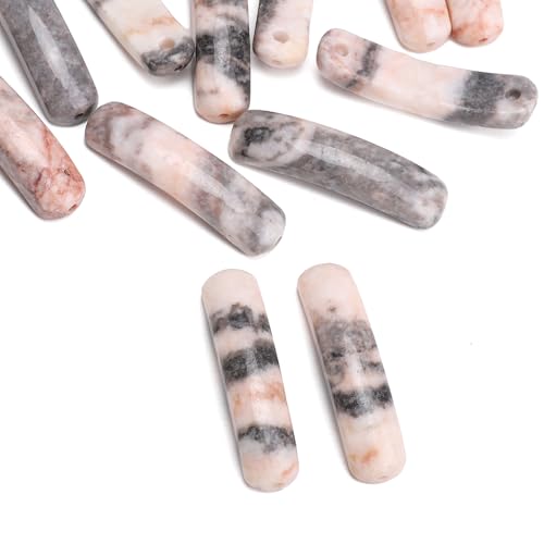 BEADIA Natural Curved Pink Zebra Stone Beads 36x10mm 4pcs for DIY Bracelet Jewelry Making - color: Pink Zebra
