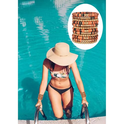 12pcs Friendship Bracelets Beaded Bracelets Heishi Bracelet Cute Bracelets Stack Vinyl Clay Disc Bead Surfer Stretch Summer Beach Bracelets For Women Preppy Bracelets - color: B-color 10A