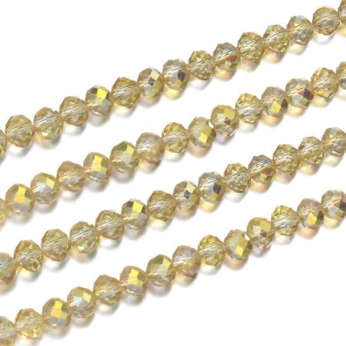 500pcs Czech Faceted Rondelle Crystal Glass Loose Beads 4mm Small Tiny Spacer Bulk Gold Shimmer for DIY Craft Jewelry Making CCR438 - color: Gold Shimmer, size: 4mm (0.16") - 500pcs
