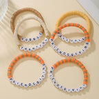 Thanksgiving Stackable Bracelet for Women Set Colorful Beads Rubber Ring Elastic Layering Letter Disc Maple Leaf Pendant Clay Stretch Fall Bracelets Fall Costume Bracelet Jewelry for Women - style: Style2