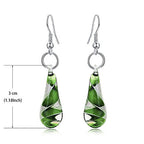 Glass Water Drop Shape Glaze Spiral Dangle Earrings Lampwork Handmade Glass Bead Geometric Earrings for Women Jewelry - color: Green