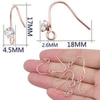 30 Pieces Diamonds Fish Earring Hooks Brass French Rhinestone Ear Wire with Open Loop Hole for DIY Dangle Earrings Jewelry Making, Rose Golden - color: Rose Gold