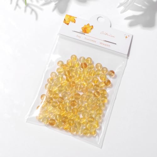 Raicegs 100pcs 6mm Citrine Beads Natural Gemstone Beads Round Loose Beads for Jewelry Making DIY Bracelets Necklace - color: Citrine, size: 6mm Round