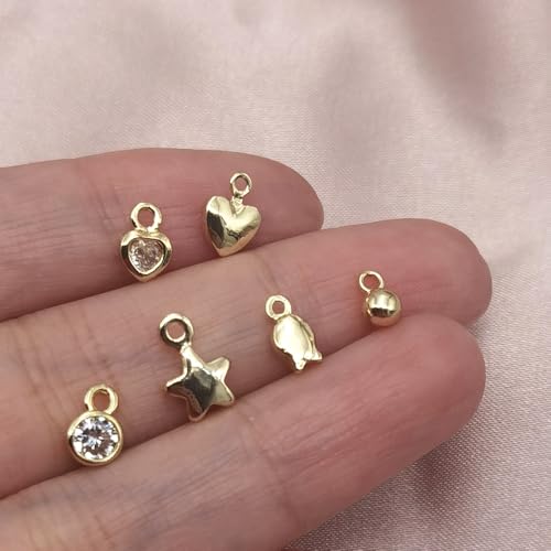 INSPIRELLE 60pcs Crystal Mini Charm Gold Plated Long-Lasting Cute Pendants for Jewerly Bracelet Necklace Making