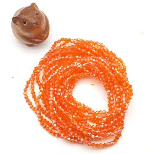 3mm4mm 1100pcs 800pcs Bicone Beads Crystal Glass Faceted Beads for Necklace Bracelet Earrings DIY Jewelry Crafts Making Project (3mm Reddish OrangeAB) - color: 3mm Reddish OrangeAB