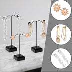 Coloch 18 Pcs Metal Earring Holder, Black T Bar Earring Display with 3 Heights Hoop Earring Display Stand with Acrylic Base Earring Showroom and Tradeshow Showcase Displays for Selling, Shows
