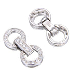 2pcs Adabele Authentic Sterling Silver Snap Lock Fold-Over Necklace Enhancer Hinged Clasp Cubic Zirconia CZ Imitation Diamond Tarnish Resistant for DIY Jewelry Making SS378-3