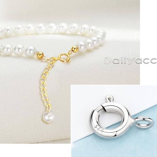 Spring Clasps Sterling Silver with Open Jump Rings Gold Necklace Clasps and Closures for Jewelry Making,Made in Italy - color: 3silver, size: 0.28inch