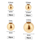 BENECREAT 200Pcs 18K Gold Plated Brass Beads Round Spacer Beads with 4 Mixed Size(0.5-1.5mm Hole) for Necklaces, Bracelets and Jewelry Making - color: Round-4 Sizes