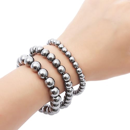 Handmade 8mm Beaded Bracelets For Men Protection Bracelet For Women Chakra Feng Shui Stretchy Handmade Lucky Money Stretchy Crystal Bracelets Best Gifts - color: Hematite 1PCS