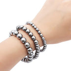 Handmade 8mm Beaded Bracelets For Men Protection Bracelet For Women Chakra Feng Shui Stretchy Handmade Lucky Money Stretchy Crystal Bracelets Best Gifts - color: Hematite 1PCS