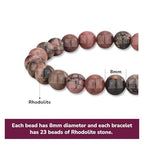 Crystal Vibe 8mm Beaded Bracelets For Women Men - Healing Crystal Bracelet - Adjustable Size - color: rhodolite