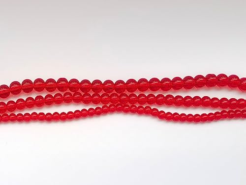 Glass Beads 6mm 140pcs Round Smooth Loose Beads for Bracelet Necklace Jewelry Making Craft DIY（6mm, 50601 Red） - color: Red, size: 6mm