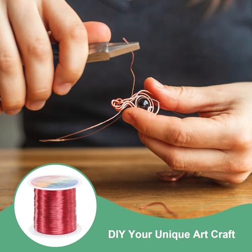 M METERXITY 0.3mm Jewelry Wire, 28 Gauge 328FT Craft Wire Copper Beading Wire for Jewelry Making/Planting/Weaving/DIY Crafting, Soft Metal Wires [100M, Red] - color: Red, size: 0.3mm 28 Gauge
