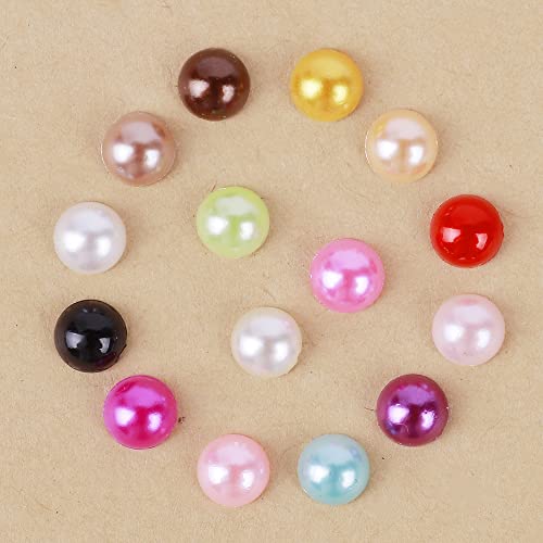 2500pcs 6mm Half Round Pearl Beads Mixed 15 Colors Cabochon Flatback Gem DIY Scrapbooking Shoes Phone Nail Art Making Crafts Material - size: 6mm 2500pcs
